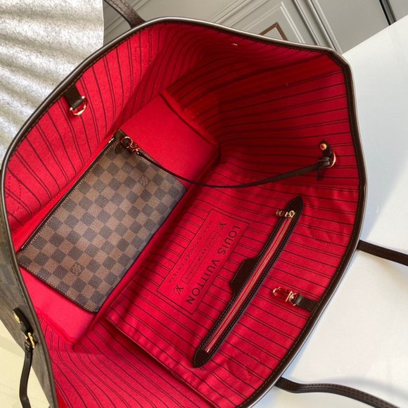 Louis Vuitton Monogram Neverfull MM Brown Red Bag - Picture 7 of 9